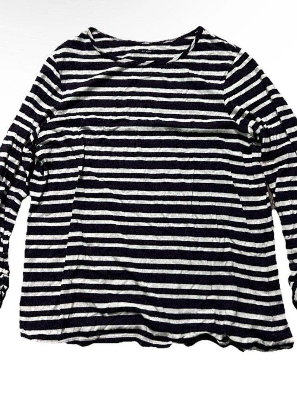 Women’s Coldwater Creek Black White Striped Long Sleeve Shirt Size XL (16)